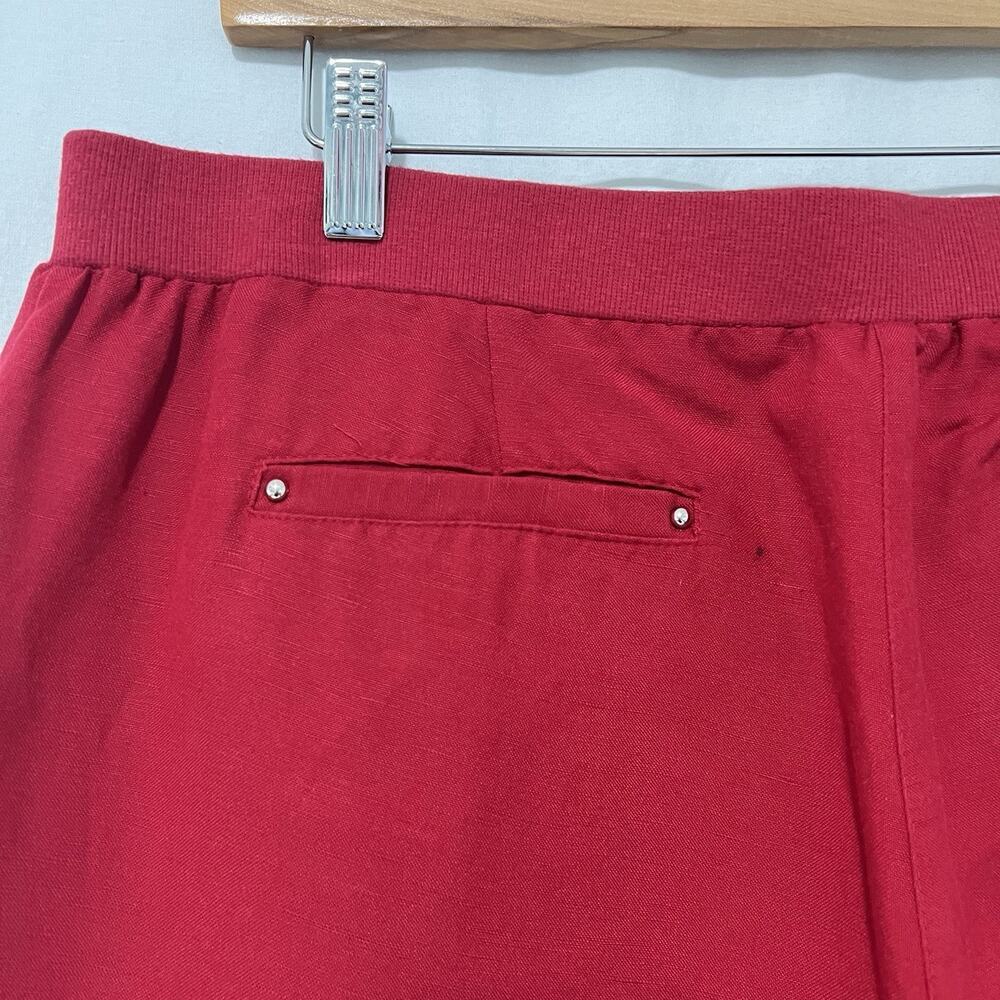 JM Collection Linen Blend Pants Woman L Pockets Red Wide Leg Resort Vacation - Picture 6 of 12
